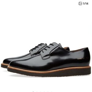 Common Projects Italy Black Leather Derby Shine Dress Shoes 44/US 11/11.5